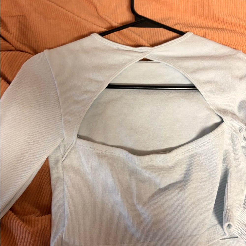 Light Blue Open Back Top